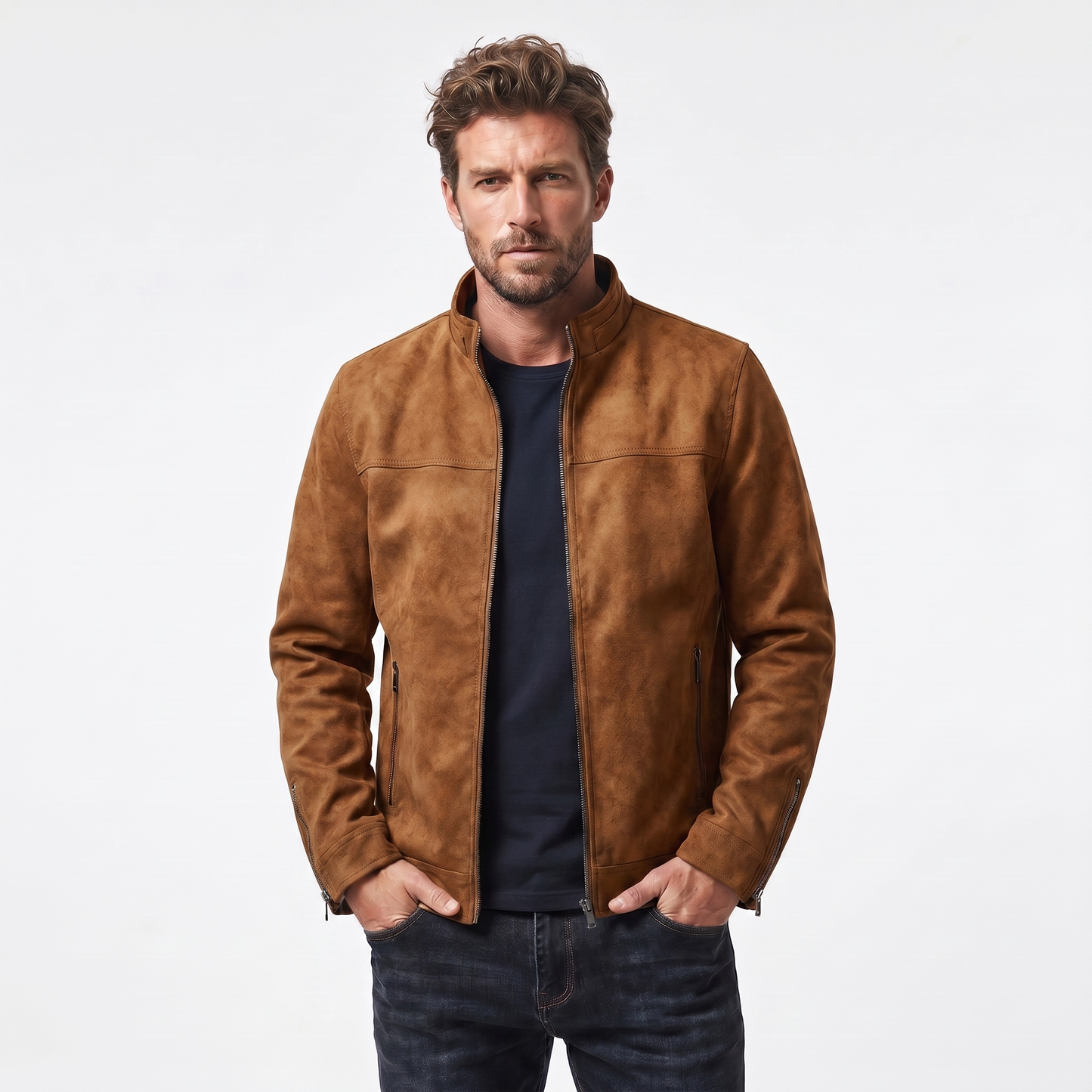 Men's Vintage Distressed Leather Bomber Jacket