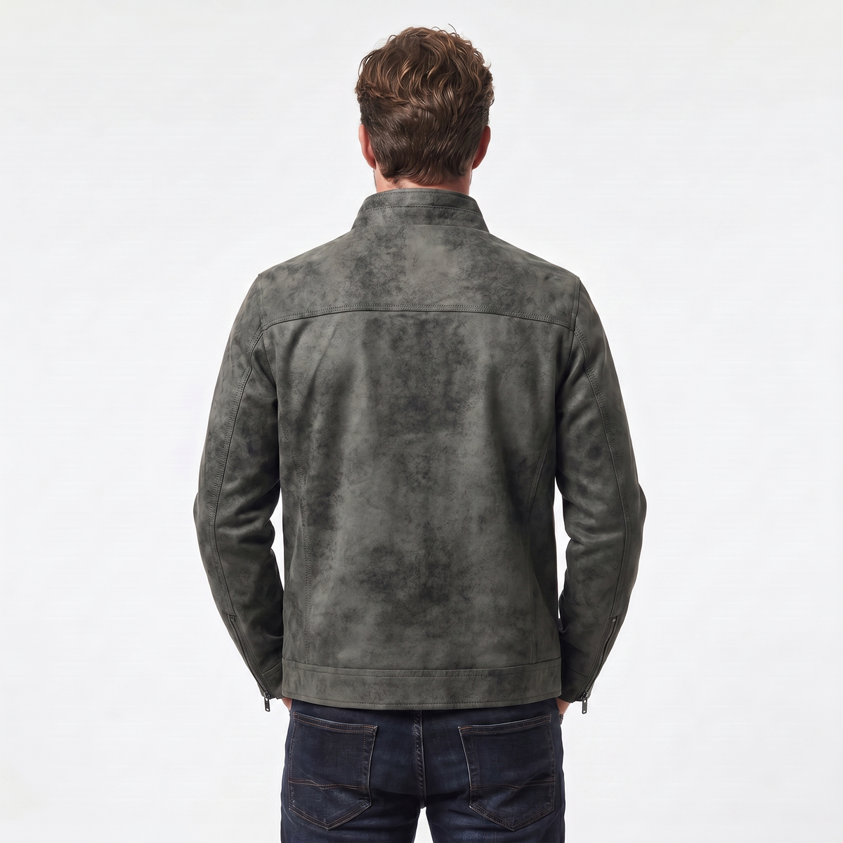 Men's Vintage Distressed Leather Bomber Jacket
