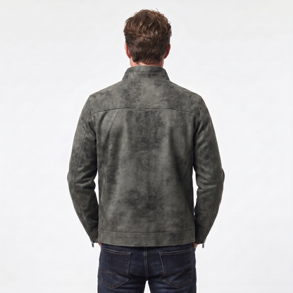 Men's Vintage Distressed Leather Bomber Jacket