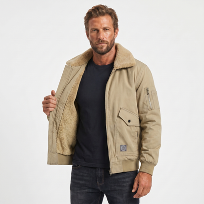 Men's Sherpa Lined Windproof Bomber Jacket