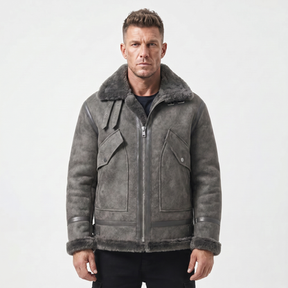 Men's Shearling Lined Leather & Fur Integrated Jacket