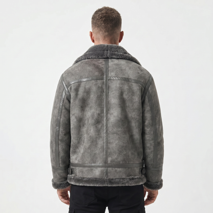 Men's Shearling Lined Leather & Fur Integrated Jacket