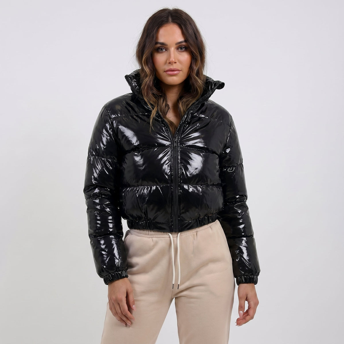 Women's Glossy Cropped Puffer Jacket
