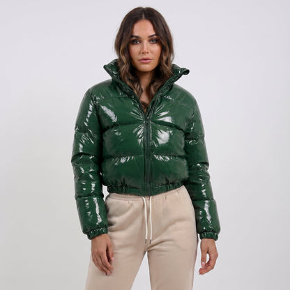 Women's Glossy Cropped Puffer Jacket