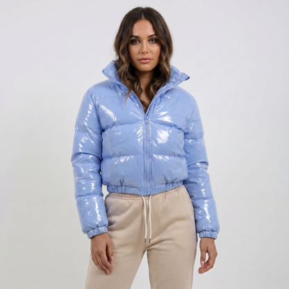 Women's Glossy Cropped Puffer Jacket