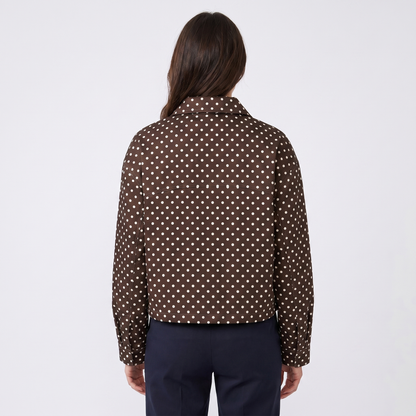 Women's Polka Dot Cropped Zip Up Jacket