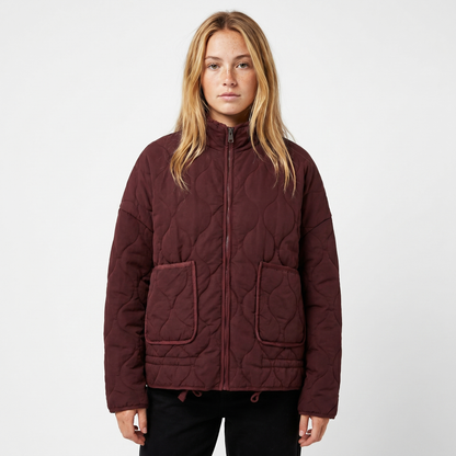 Women's Quilted Zip-Up Utility Jacket Hip-Length