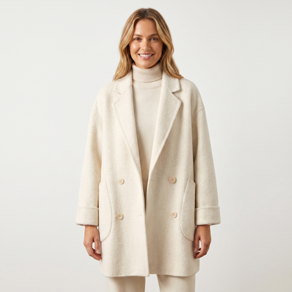 Women's Wool Double-Breasted Coat – Oversized Mid-Length