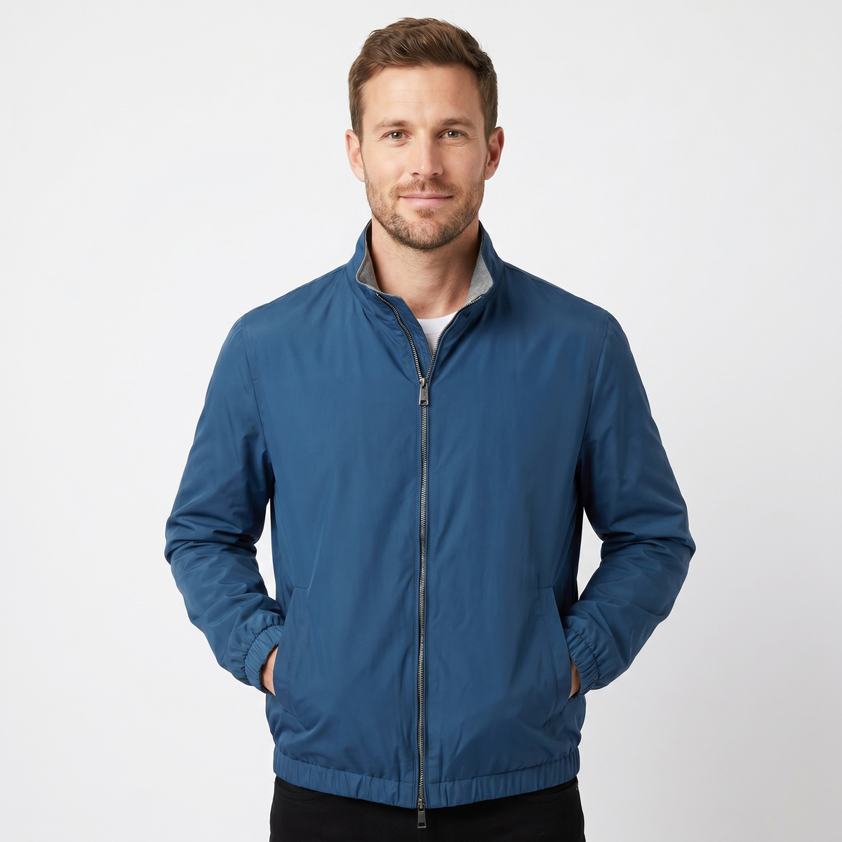 Mens Bomber Jacket – Lightweight Stand Collar Zip Up
