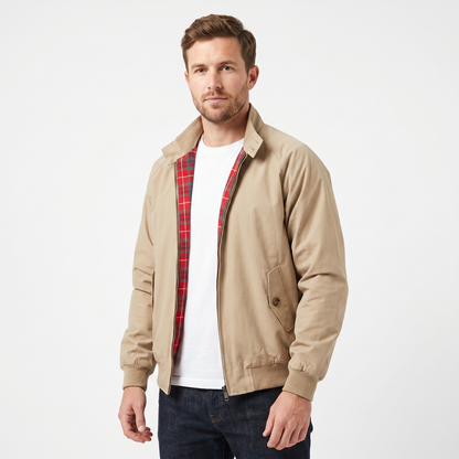 Mens Lightweight Casual Jacket – Tartan Lined Harrington
