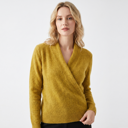 Crossover Jumper Womens – Soft Knit V Neck Wrap Front