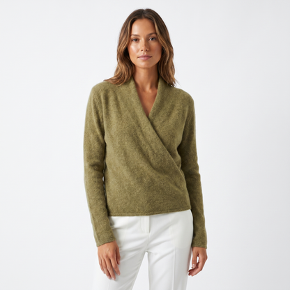 Crossover Jumper Womens – Soft Knit V Neck Wrap Front