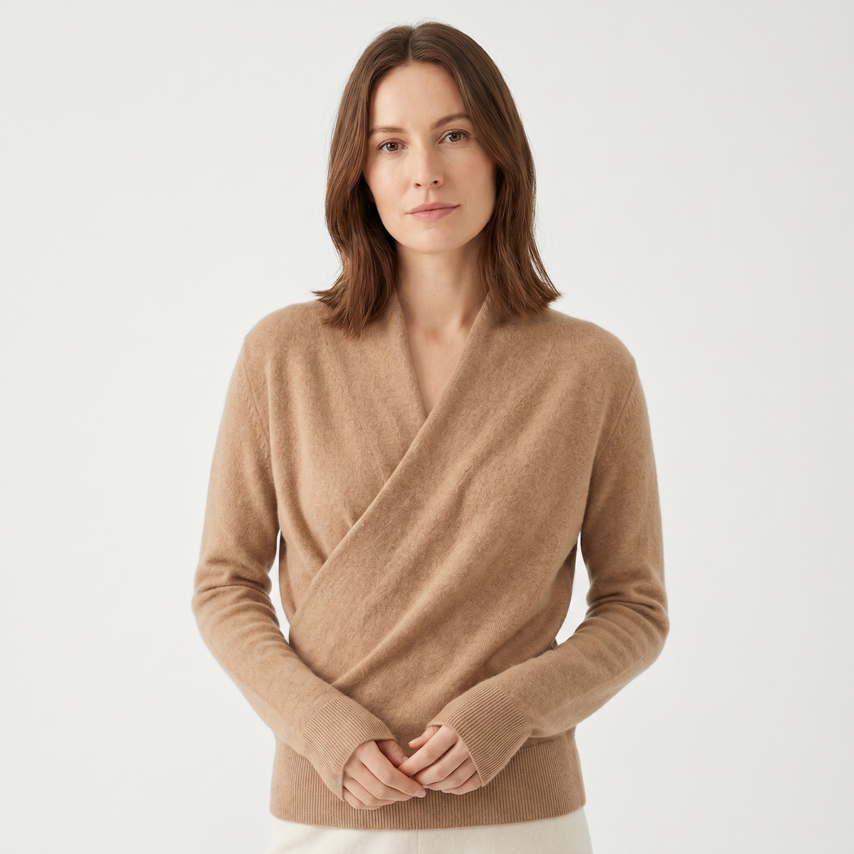Crossover Jumper Womens – Cashmere V Neck Wrap Front