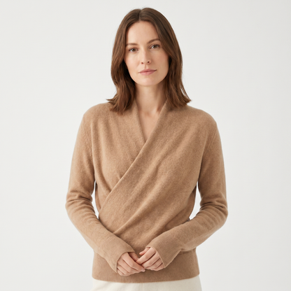 Crossover Jumper Womens – Cashmere V Neck Wrap Front