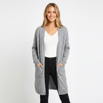 Womens Long Cardigan – Soft Knit Open Front Drape