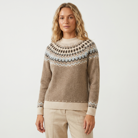 Womens Cashmere Jumper – Fair Isle Yoke Jacquard