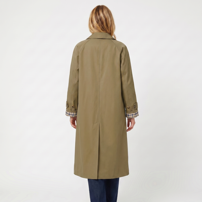 Check-Lined Single-Breasted Trench Coat
