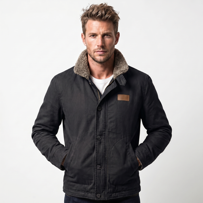 Men's Aviator Jacket – Canvas Shell Sherpa Collar Button-Zip