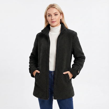 Women's Teddy Bouclé Sherpa Coat Mid-Length Stand Collar