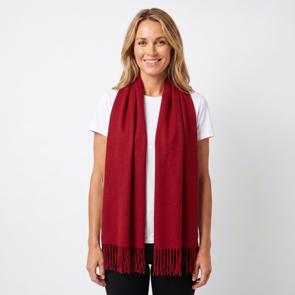 Women's Wide Cashmere-Style Scarf Long Fringed Hem