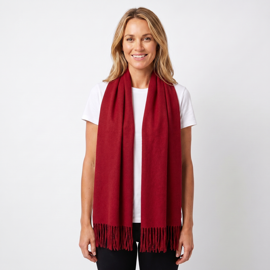 Women's Wide Cashmere-Style Scarf Long Fringed Hem