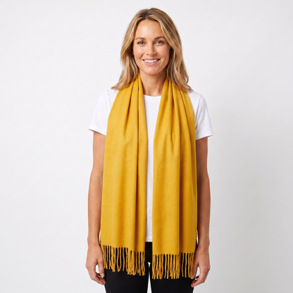 Women's Wide Cashmere-Style Scarf Long Fringed Hem