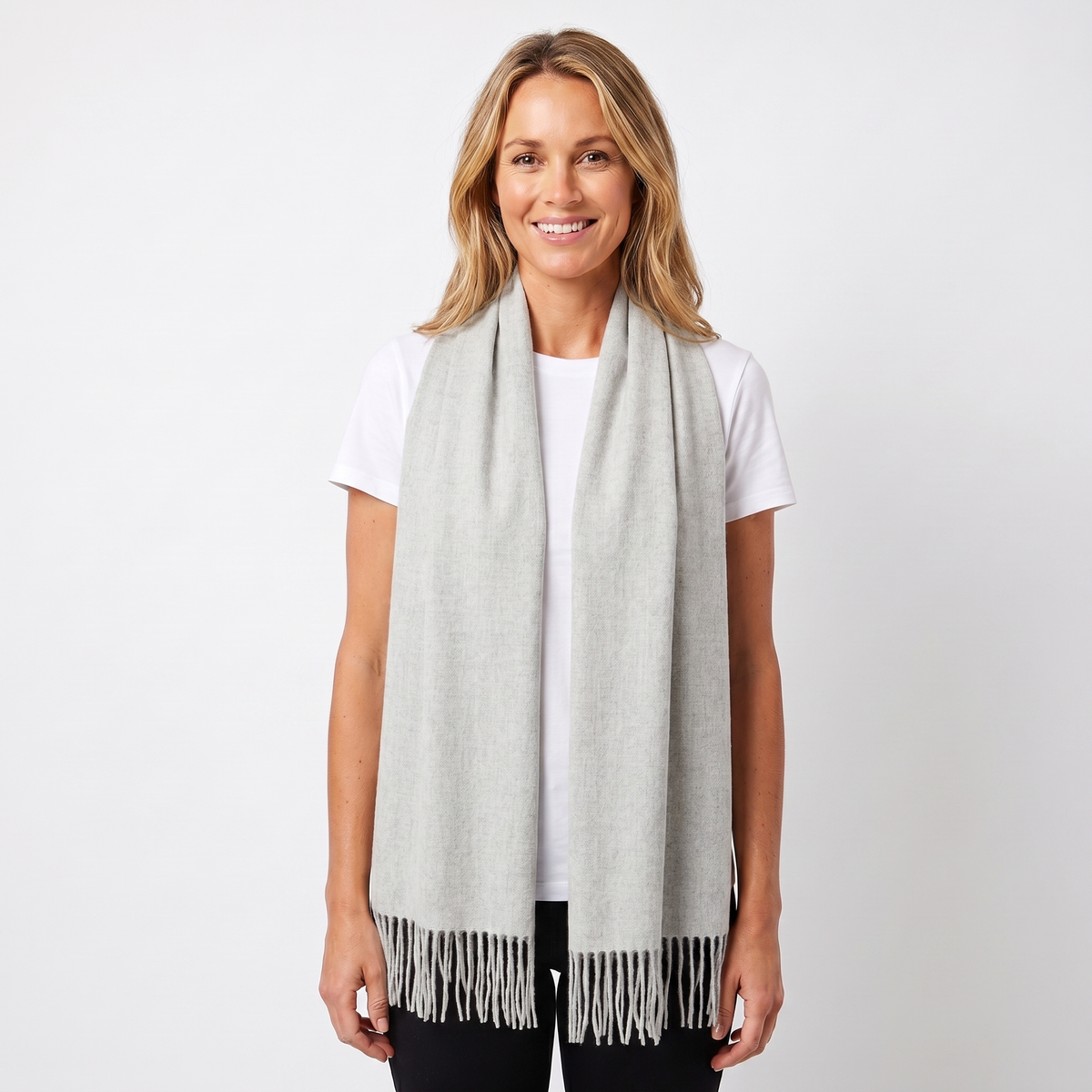 Women's Wide Cashmere-Style Scarf Long Fringed Hem