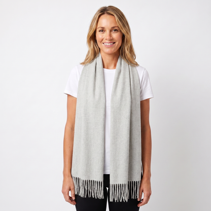 Women's Wide Cashmere-Style Scarf Long Fringed Hem