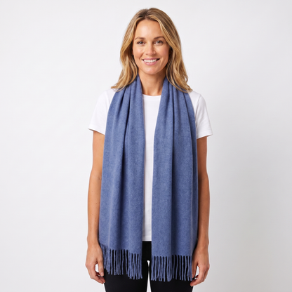 Women's Wide Cashmere-Style Scarf Long Fringed Hem