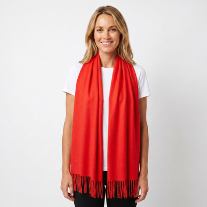 Women's Wide Cashmere-Style Scarf Long Fringed Hem