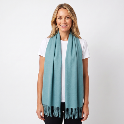 Women's Wide Cashmere-Style Scarf Long Fringed Hem