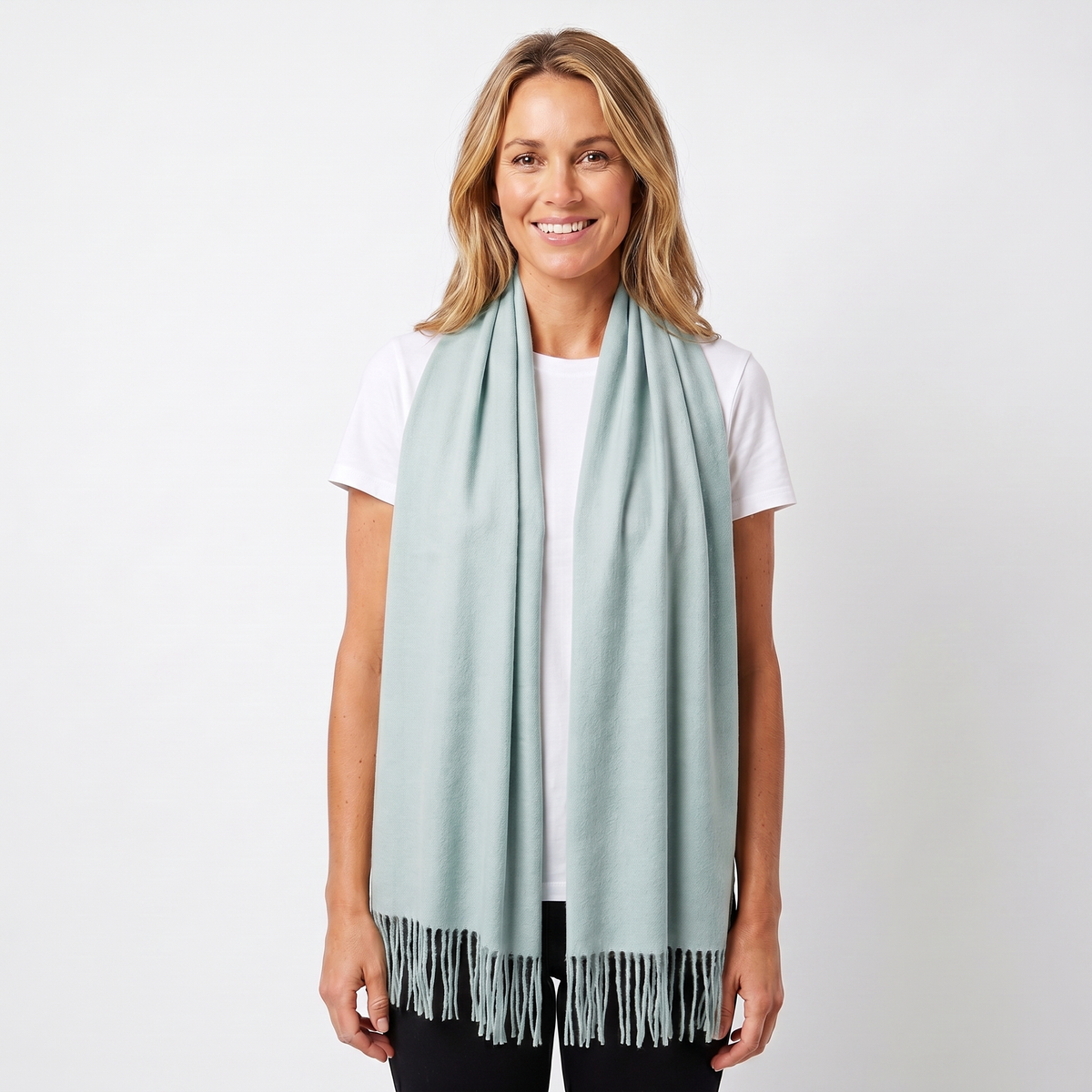Women's Wide Cashmere-Style Scarf Long Fringed Hem
