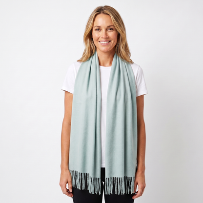 Women's Wide Cashmere-Style Scarf Long Fringed Hem