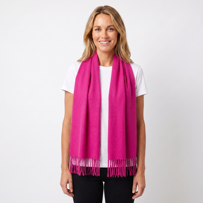 Women's Wide Cashmere-Style Scarf Long Fringed Hem
