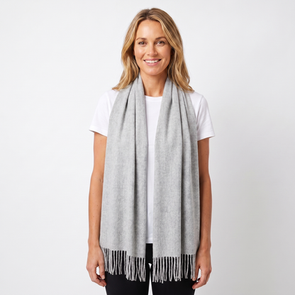 Women's Wide Cashmere-Style Scarf Long Fringed Hem