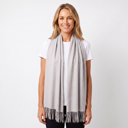 Women's Wide Cashmere-Style Scarf Long Fringed Hem