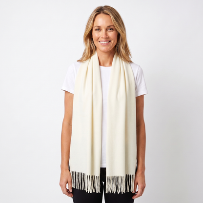Women's Wide Cashmere-Style Scarf Long Fringed Hem