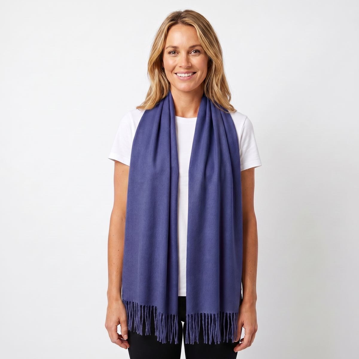 Women's Wide Cashmere-Style Scarf Long Fringed Hem