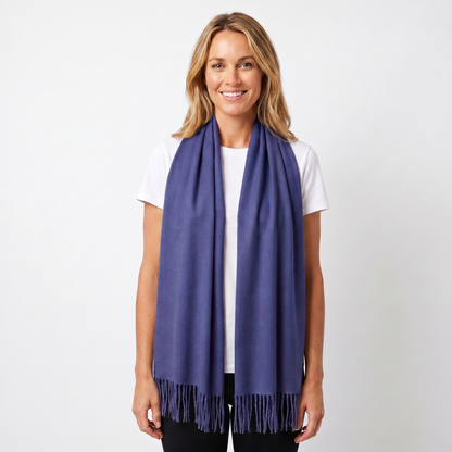 Women's Wide Cashmere-Style Scarf Long Fringed Hem