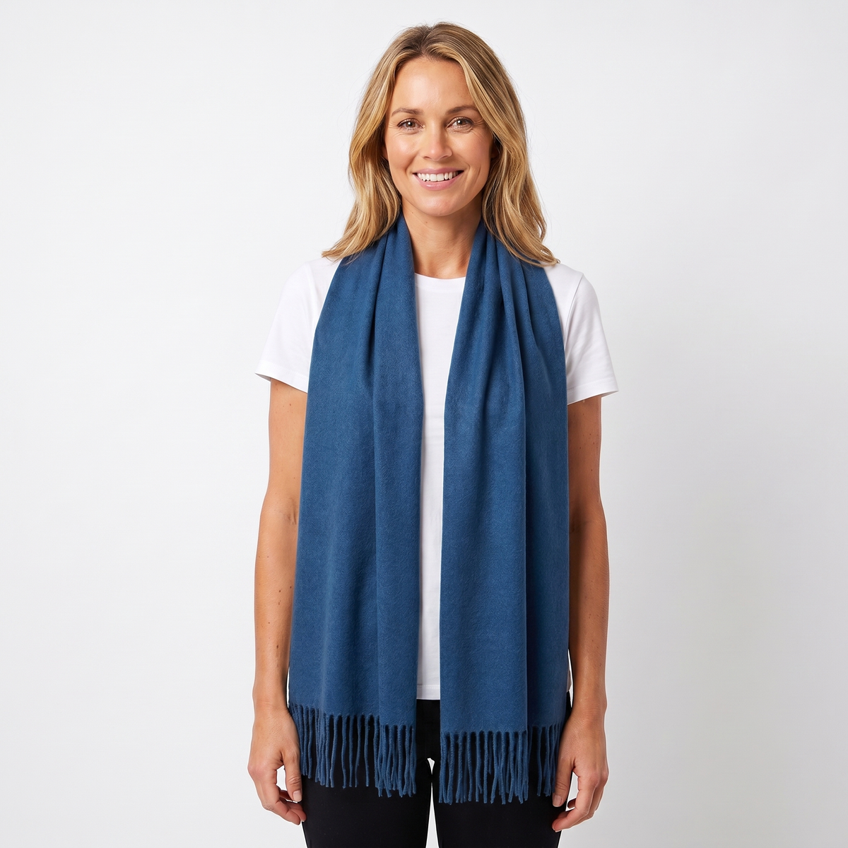 Women's Wide Cashmere-Style Scarf Long Fringed Hem