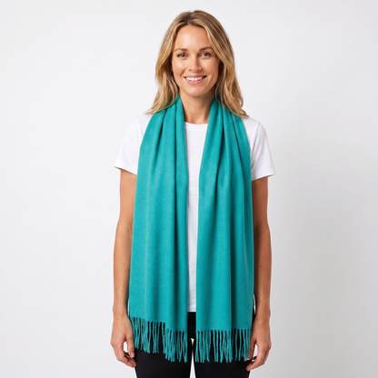 Women's Wide Cashmere-Style Scarf Long Fringed Hem