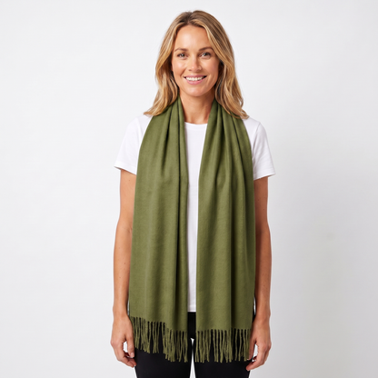 Women's Wide Cashmere-Style Scarf Long Fringed Hem