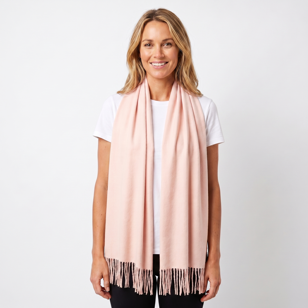 Women's Wide Cashmere-Style Scarf Long Fringed Hem