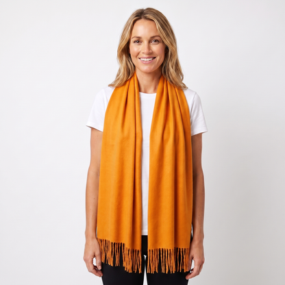 Women's Wide Cashmere-Style Scarf Long Fringed Hem