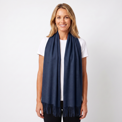 Women's Wide Cashmere-Style Scarf Long Fringed Hem