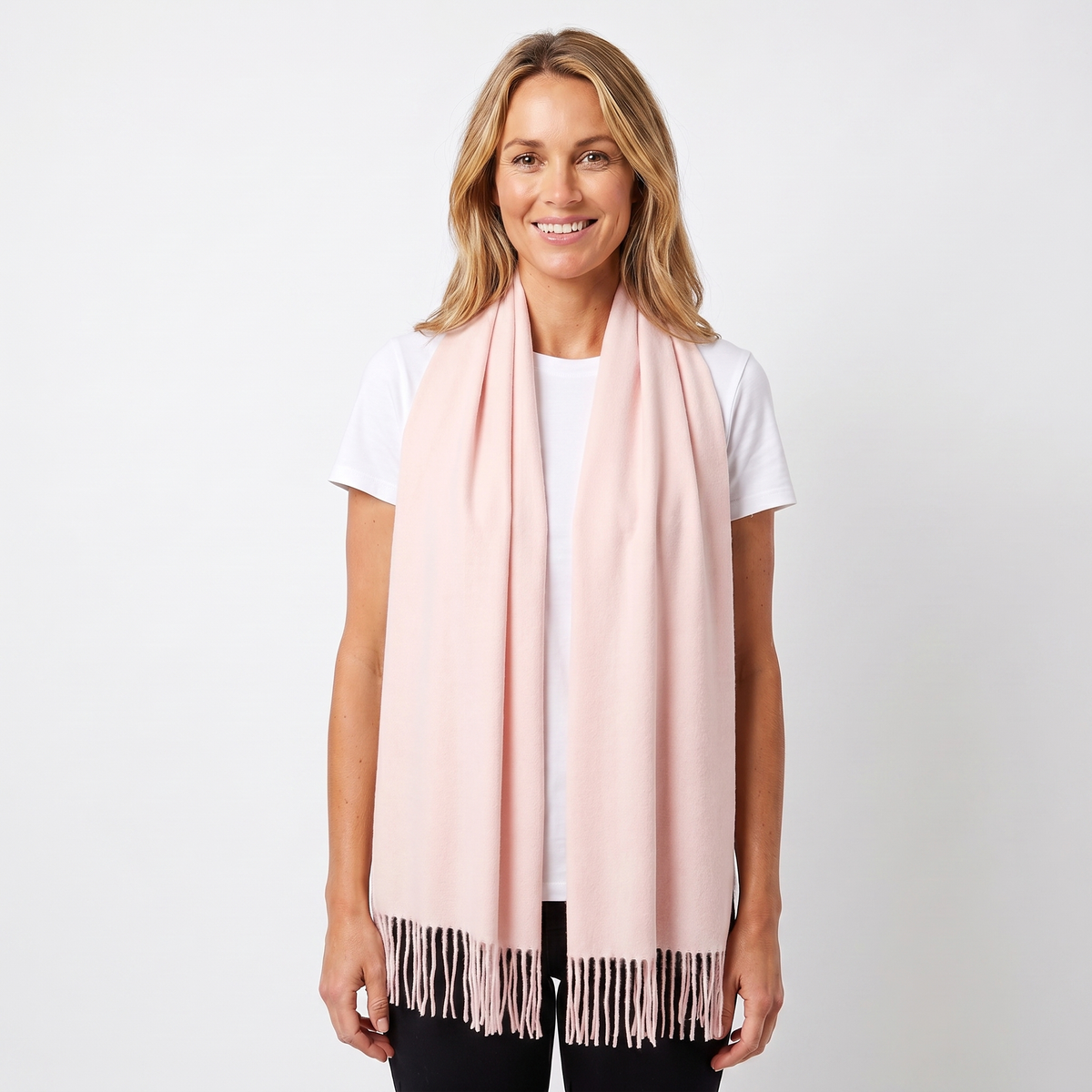 Women's Wide Cashmere-Style Scarf Long Fringed Hem