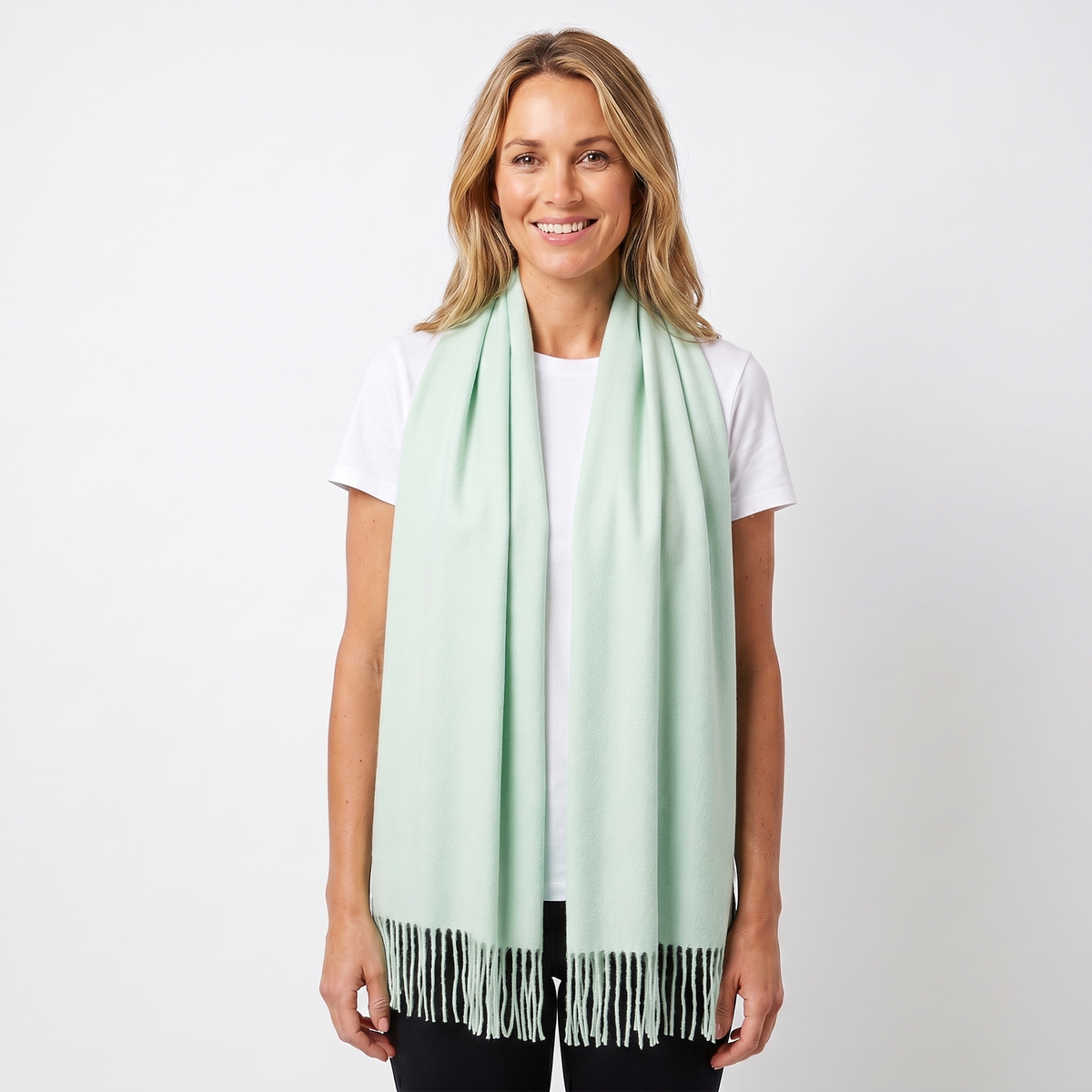 Women's Wide Cashmere-Style Scarf Long Fringed Hem