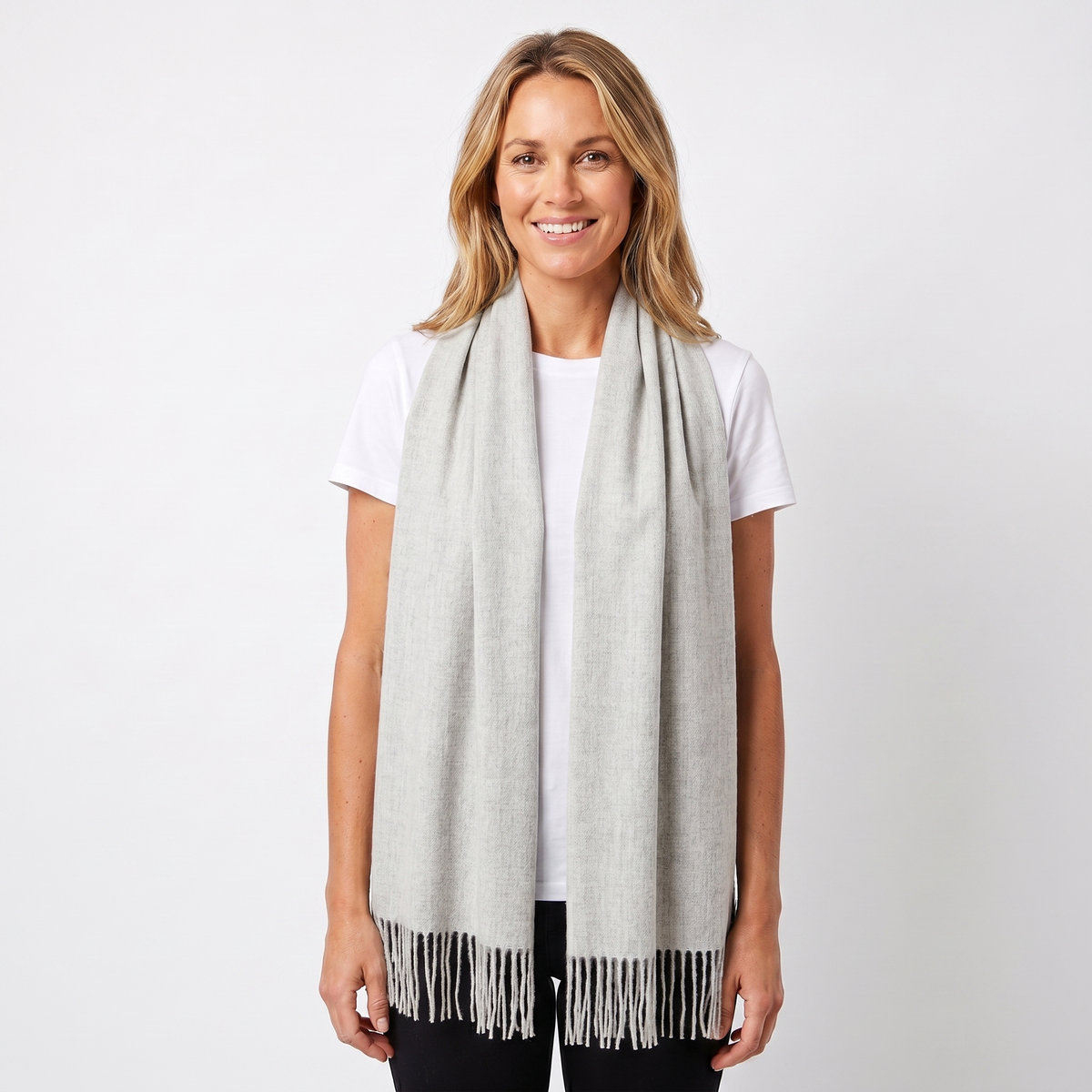 Women's Wide Cashmere-Style Scarf Long Fringed Hem