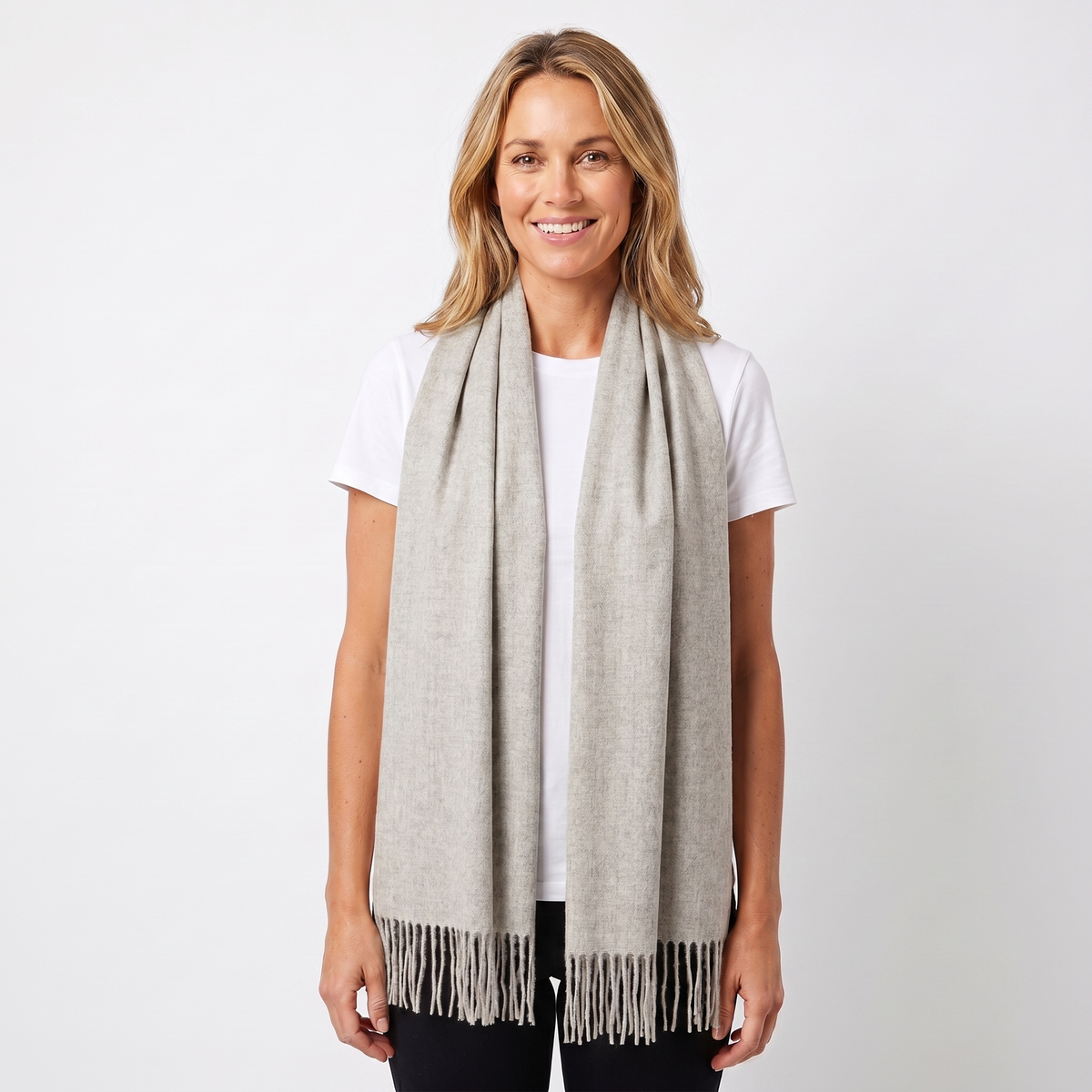 Women's Wide Cashmere-Style Scarf Long Fringed Hem