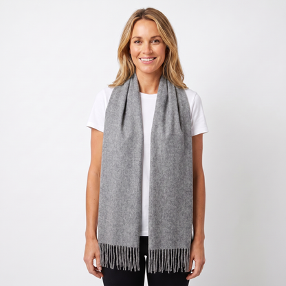 Women's Wide Cashmere-Style Scarf Long Fringed Hem